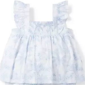 Janie and Jack Flamingo Toile Smocked shirt